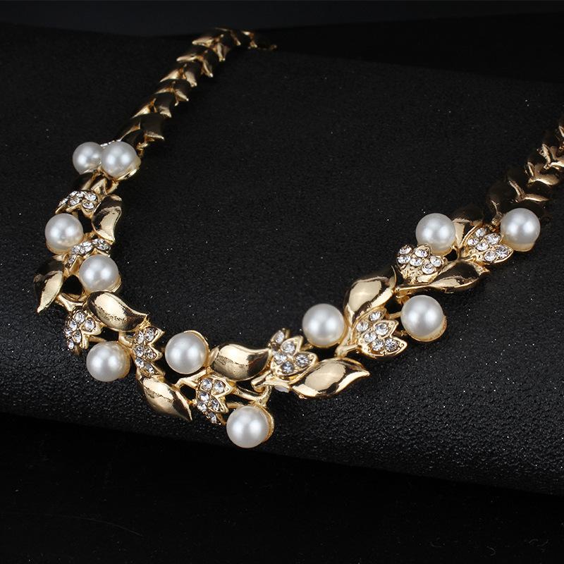 Bridal Banquet Dress Jewelry Imitation Pearl Necklace Earrings Two-piece Set