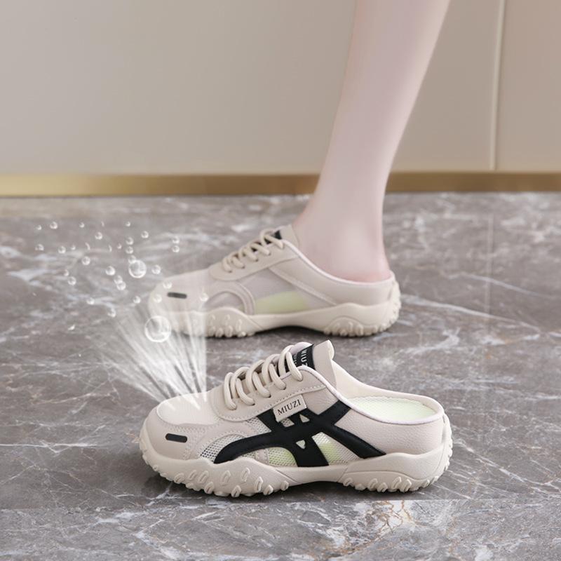 

Mesh breathable casual shoes women s 2025 summer versatile thick-soled non-slip student casual half-drag one-pedal soft sole 40