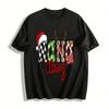 Christmas Themed Nana Claus Plaid Print Casual Top Pure Cotton T-shirt