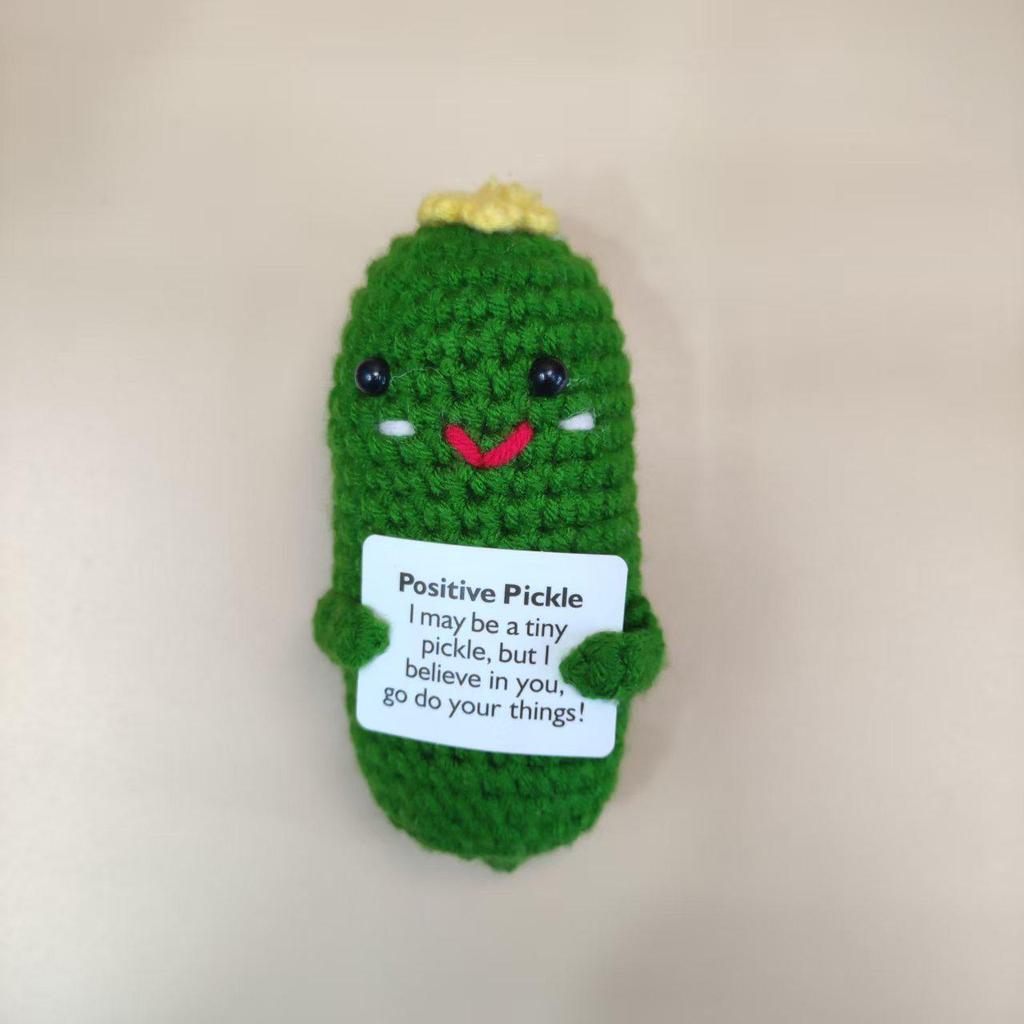 Handmade Crocheted Cucumber Doll Keychain: Emotional Support & Positive Energy Decor Gift