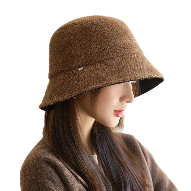 Women's Autumn and Winter Retro Versatile Windproof and Warm Fisherman's Hat Japanese Outdoor Leisure Big Head Circumference Face Small Basin Hat