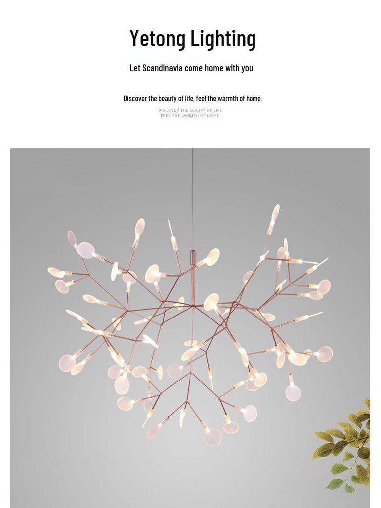 Nordic Minimalist Firefly Branch Chandelier for Restaurant, Hotel, and Villa