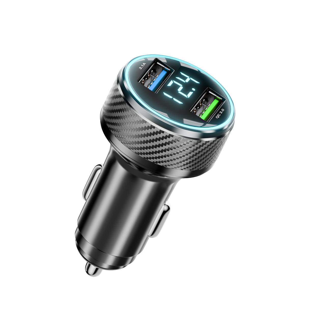 

Автомобильное зарядное устройство 66 Вт, быстрая зарядка мобильного телефона, переходник для прикуривателя, автомобильное зарядное устройство с двумя USB-портами, автомобильный цифровой дисплей