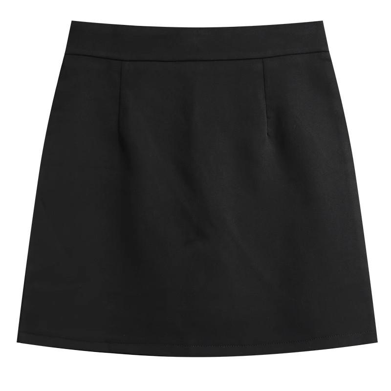 Damen Schwarzer High-Waist A-Linien Slim Fit Sommerrock - Neu 2024