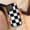 Black And White Chessboard Pattern PC+TPU Phone Case For Iphone 17 Air 16 15 14 13 12 11Pro Max Hard Plastic
