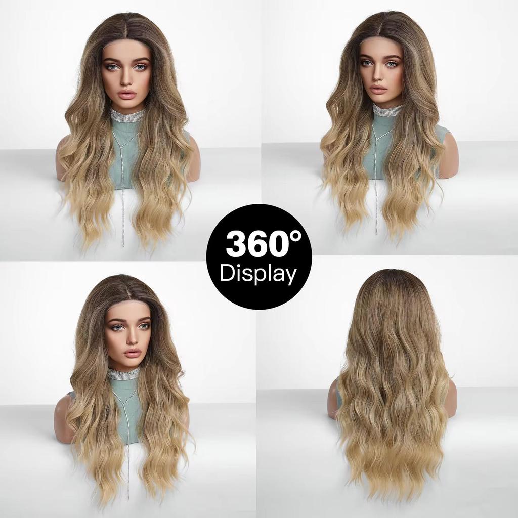 BLONDE UNICORN Small Lace Synthetic Wig Wavy Cosplay Wigs for Women Daily Use Long Blonde Wigs Heat Resistant Fiber Hair