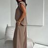 2025 European & American Autumn/Winter Women's Sleeveless Solid Casual T-Shirt and Wide-Leg Pants Set