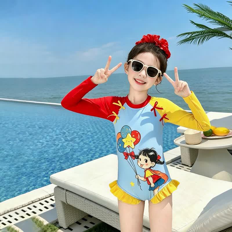 Girls  Long Sleeve One-Piece Swimsuit 130