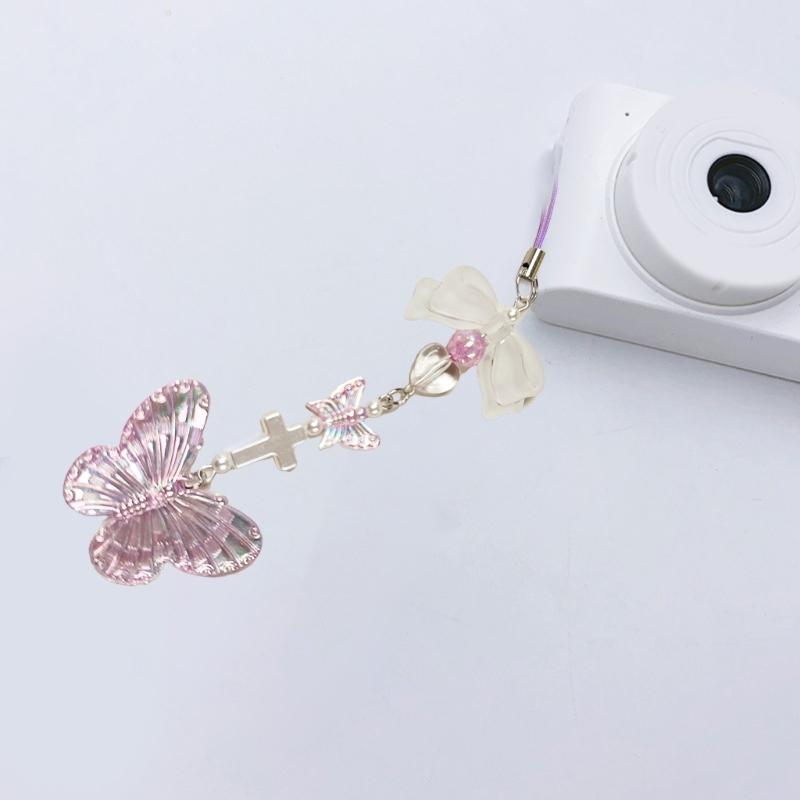 Elegant Butterfly Phone Lanyard Multipurpose Phone Charm Ornament Acrylic Pendant Mobile Accessory for Women Daily Use