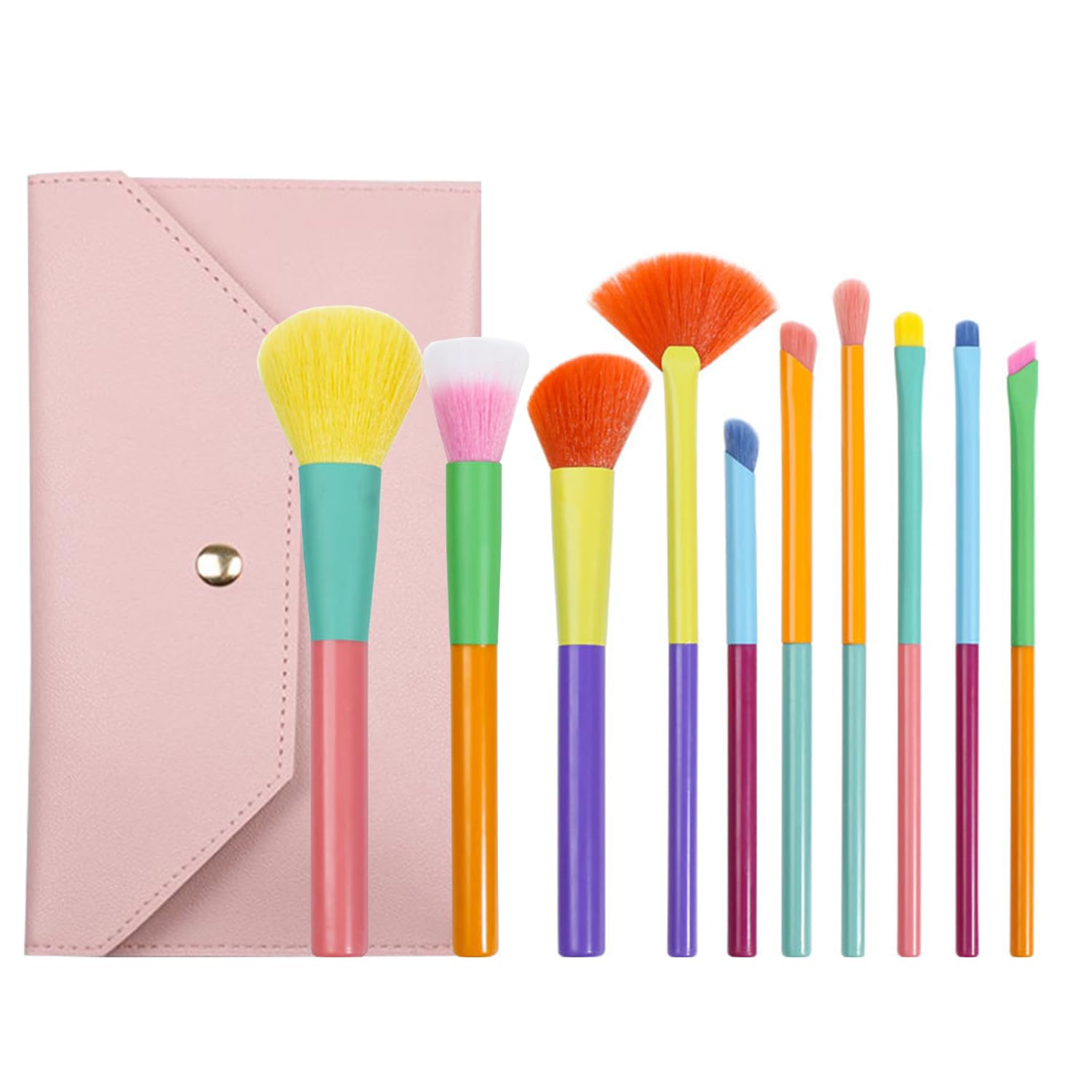

Derpilo Macaron Makeup Brush Set Premium Taklon Bristles with Extra Face Concealer Eyeshadow Blush Brush Portable Makeup Brush Set (10 Brushes) -