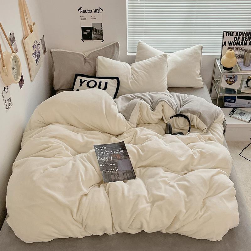 Dark Color Four Piece Set Double Color Duvet Cover + Pillowcase, Bedding Set, Soft and Breathable Bedroom or Guest Room (without Core) Stain-resistant