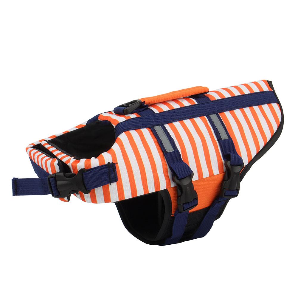 

Stripe Dog Life Jacket Swimsuit Life Vest Summer Reflective Puppy Float Coat Swim Clothes Pet Vest XS（old） оранжевый