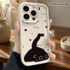 Phone Case: 2D Flat Design Suitable for iPhone 18 17 16 15 14 13 Pro Stepped Protective Case, Black and White Tiled Black Cat, Christmas and Halloween