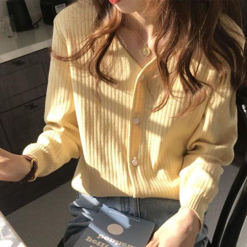 Pulover tricotat Femei Cardigan scurt Primăvara Toamnă Moda O-Gât cu mânecă lungă Tricot Topuri Doamne