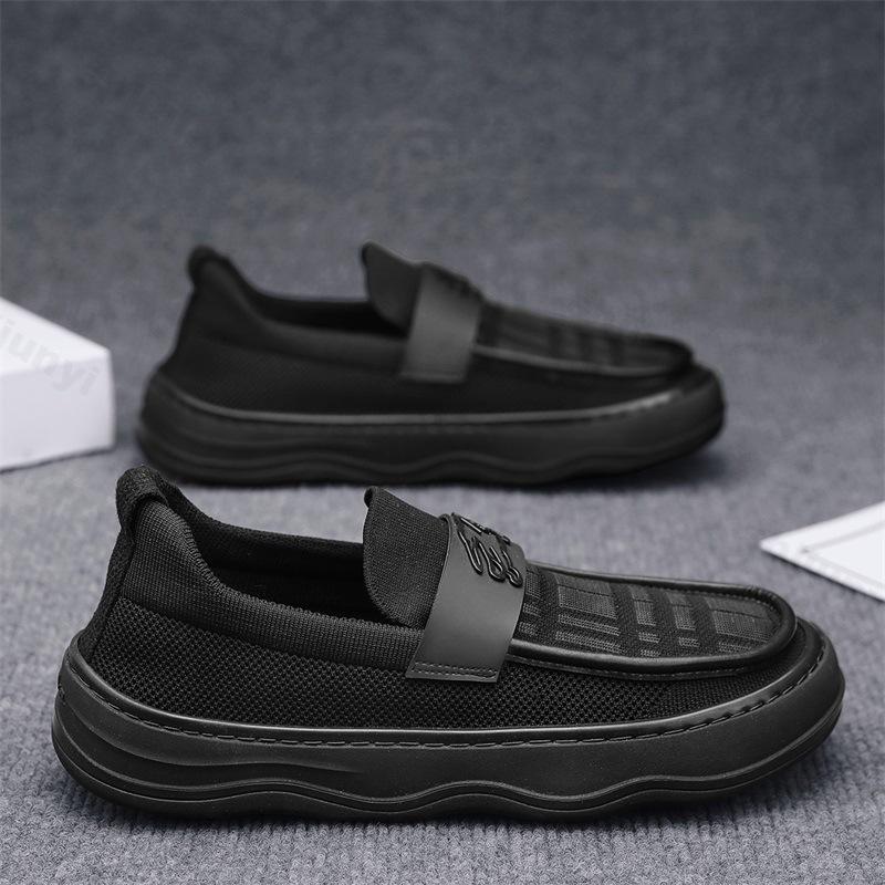 

Модные мужские ретро туфли с неглубоким вырезом, повседневные, одинарные, осень 2025, новинка, дышащие, удобные, модные, универсальные лоферы на массивной подошве 39 чёрный
