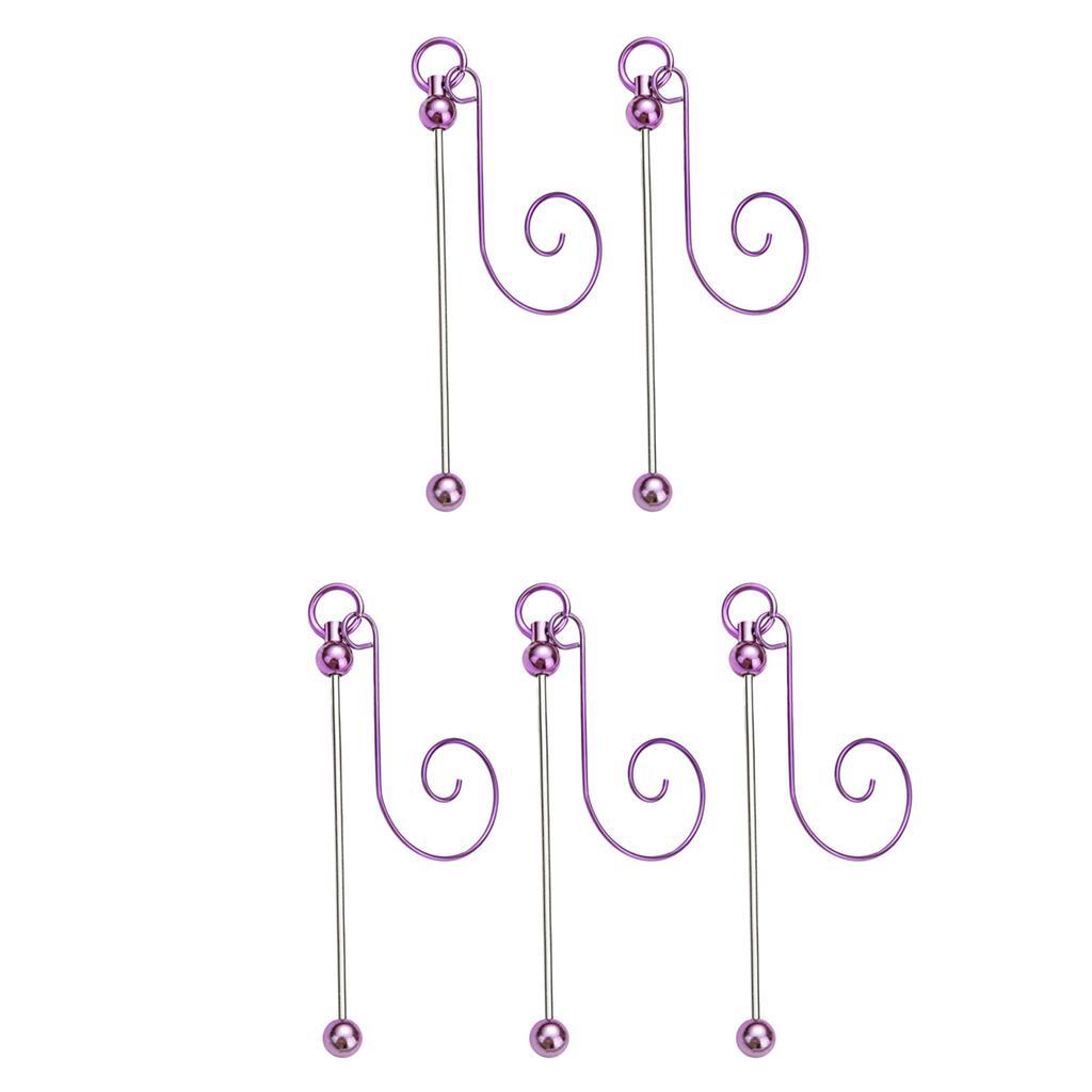 5 Pieces Colorful Metal Hanging Hooks for Christmas Ornament and Craft Projects Beadable Hangers Jewelry Accessories