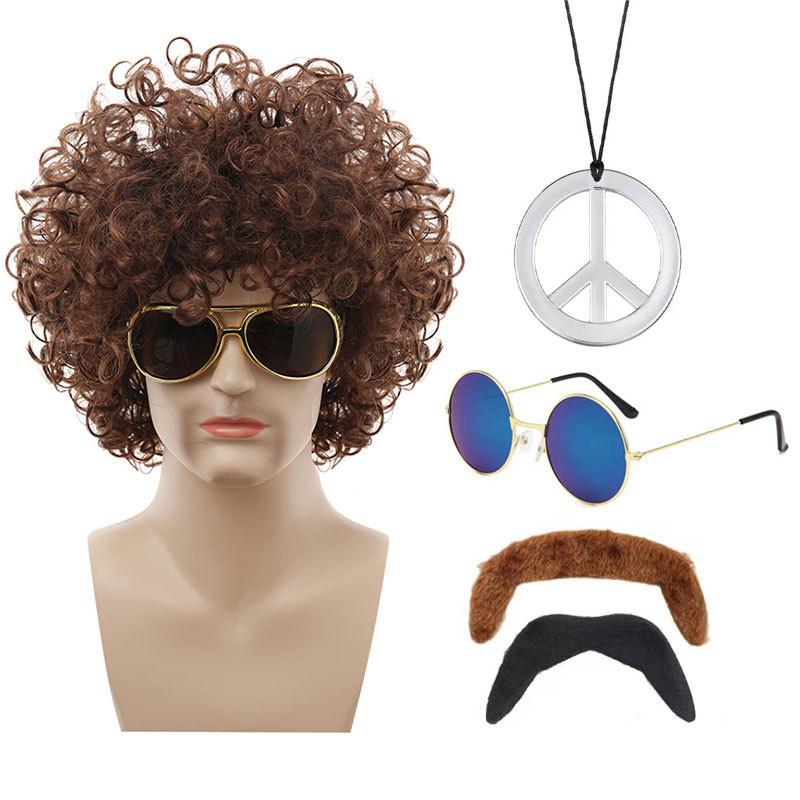 Colorful Coffee Brown Punk Wig For Halloween Parties With Accessories And Hairpieces