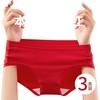 Women's Red Modal Antibacterial Breathable Seamless Mid-Waist Triangle Underwear 3-Pack L