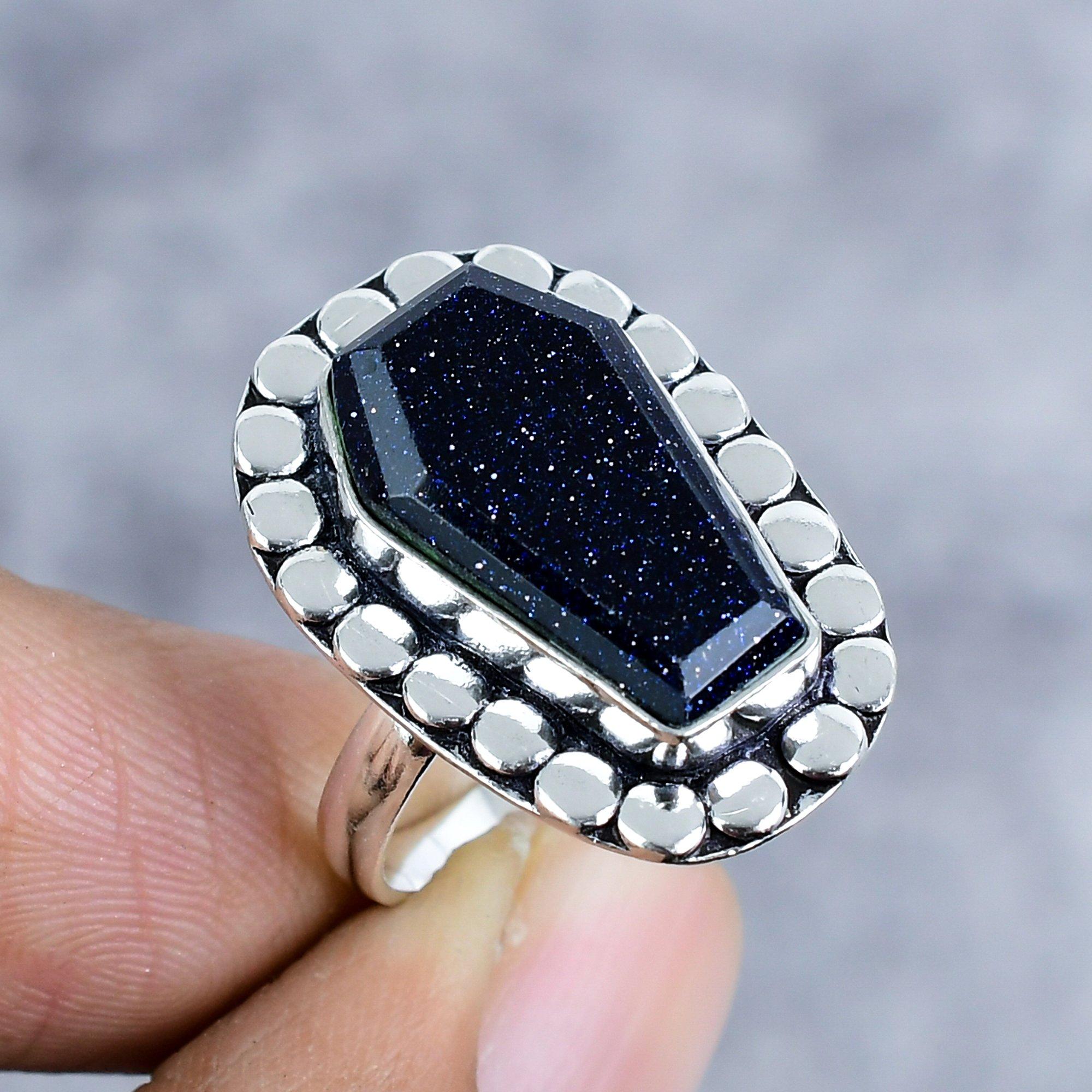 

Purple Sunstone Gemstone Handmade 925 Sterling Silver Jewelry Ring Size 7.5 M-2572