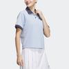Adidas Verbiage Print Double-Button Ribbed Short Sleeve Polo Shirt Women Tops Light-Pink Blue IP3942