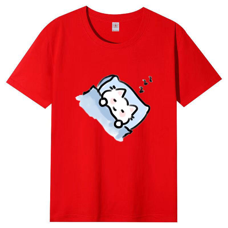 Dámské léto Populární tričko s krátkým rukávem Bavlna Prodyšné Volný top Potištěné tričko Ležérní