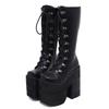 Plateau 17cm Lang Jockey Hochschaft Kalt Leicht zu Laufen Cosplay [cnstone] Stiefel, Absatz, Stiefel, Damen, Beinschlankmachend, Stiefel, Erwachsene, Absatz, Schnürung,