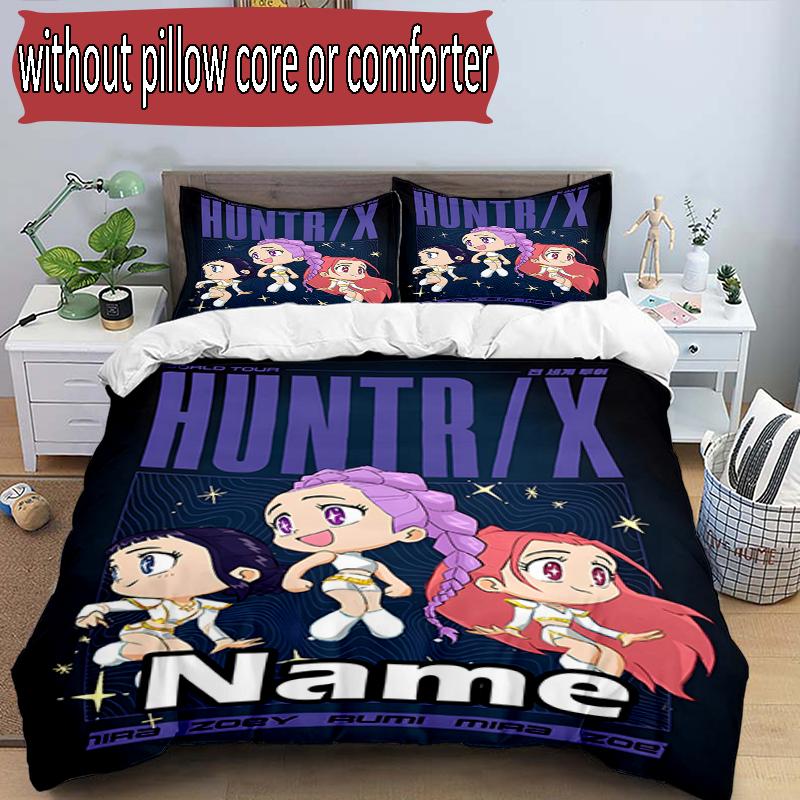Set copripiumino 3 pezzi (1*Copripiumino + 2*Federe, Senza Nucleo), Set Biancheria da Letto Personalizzato con Nome KPop Cacciatori di Demoni, Decorazione Camera da Letto Casa Regalo