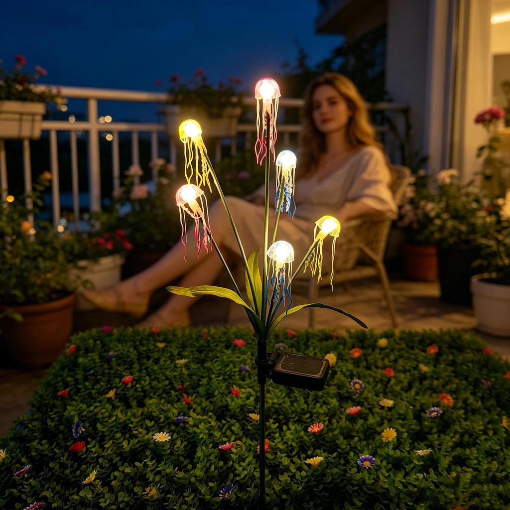 Garden Solar Lights with Jellyfish Design Waterproof Pathway Lighting Outdoor Solar Lights for Yard for Outside Patio Yard