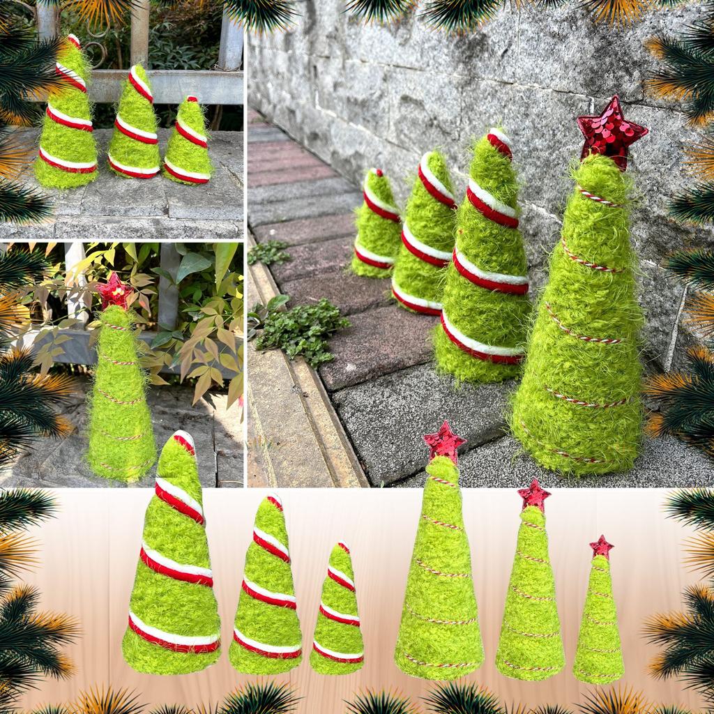 Christmas Decorations, 3Pcs Plush Fur- Swirl Surface Cone- Christmas Trees, Christmas Decorations Indoor For Xmas New Year Winter Holiday Home