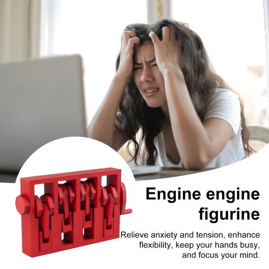 3D Printed Engine Figurine Teens Adults Stress Relief Crank Handle Drive Engine Fidget Toy Mini Desktop Engine Ornament Decoration