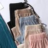 2025 Spring Summer Women's Ice Silk Chiffon Pleated Wide-Leg Loose Casual Long Pants