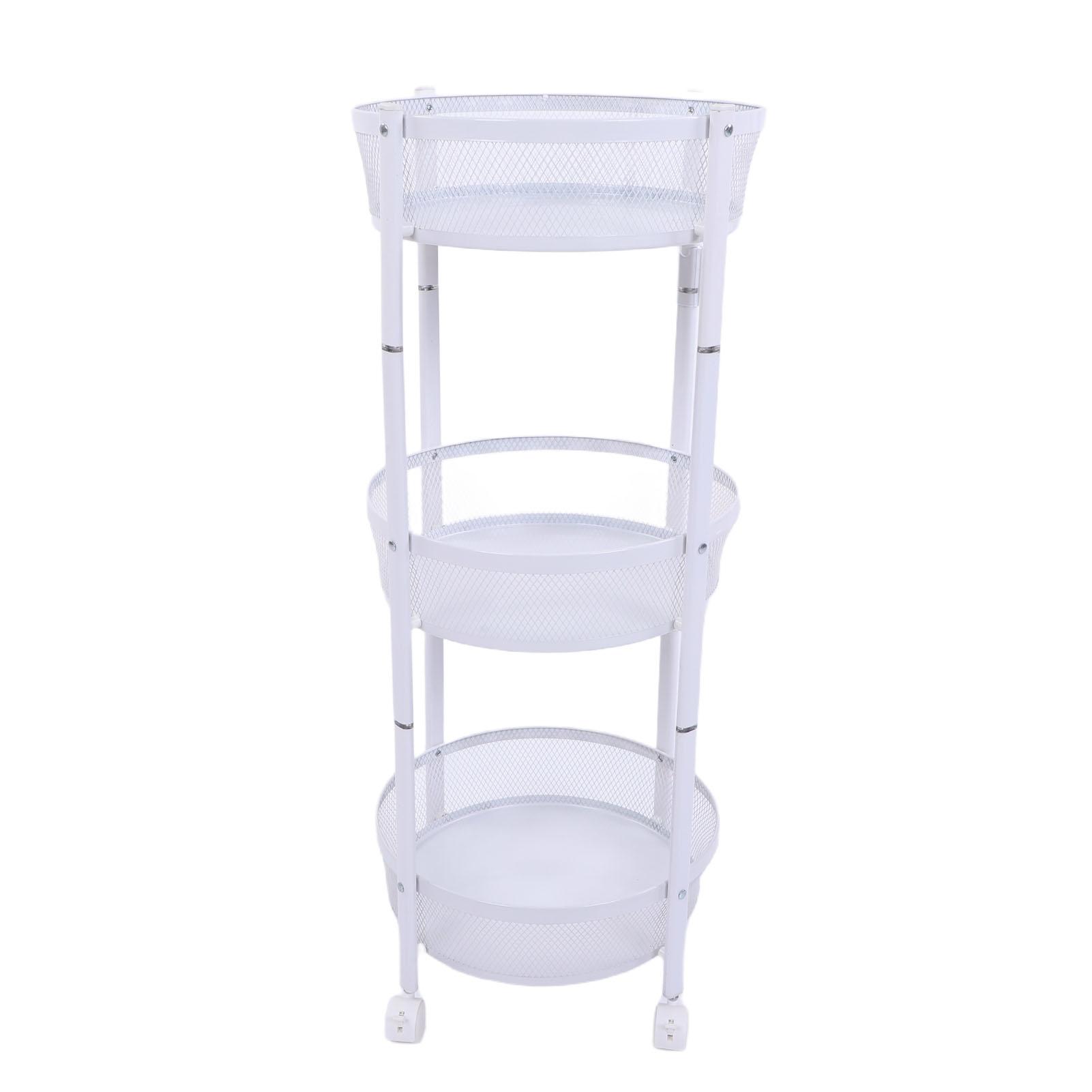 

Metal Utility Cart Rotatable 3 Tier Multifunctional Foldable Round Storage Organizer Trolley for Kitchen Type 2