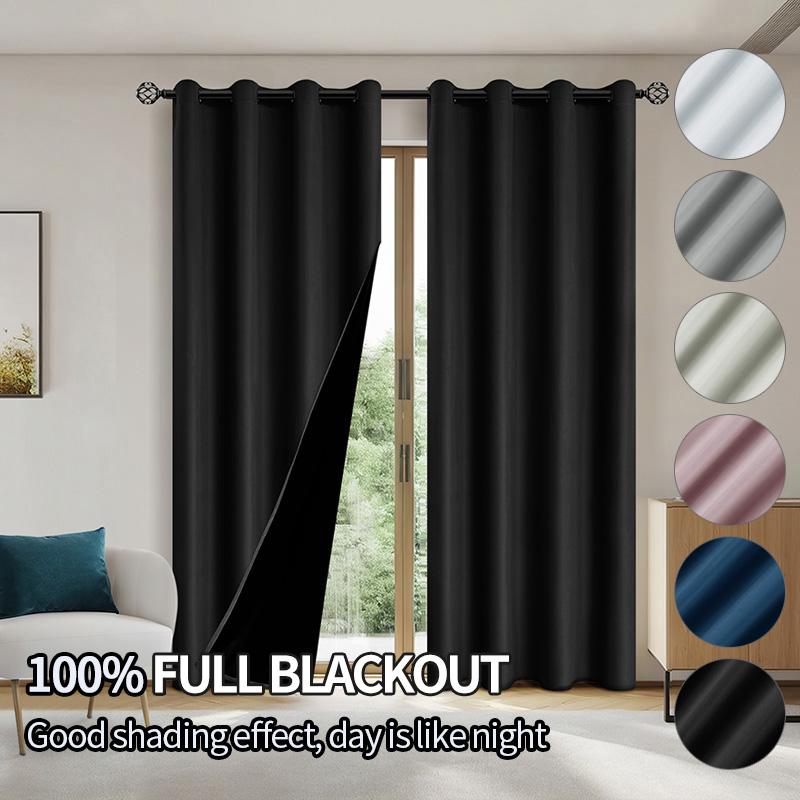 Solid Color Blackout Curtain Windlow Curtains No Punching Insulation Sunshade Curtain Window Drapes for Bedroom Living Room