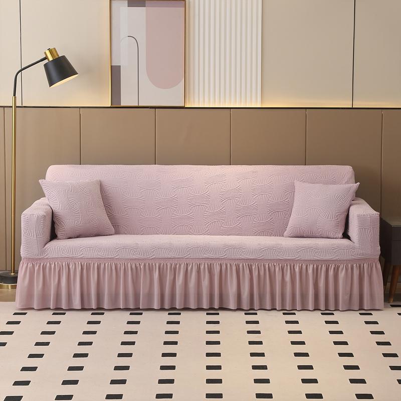 Elegant Jacquard Pleated Sofa Cover with Skirt Stretchable Non-Slip Fit for 1/2/3/4 Seater Couches Living Room Hotel Decor