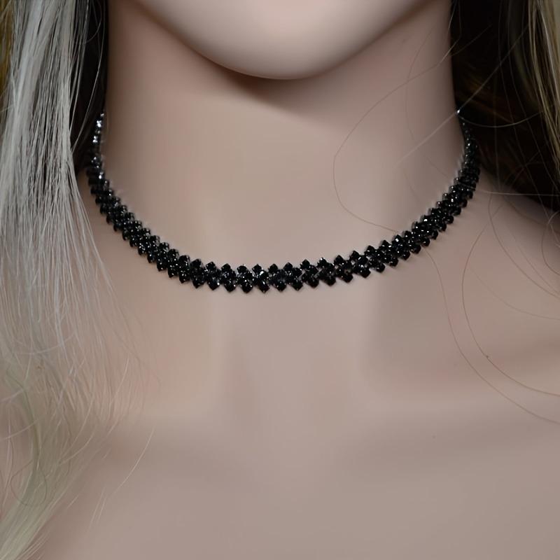 Damski naszyjnik typu choker z gunmetalowymi cyrkoniami, Elegancki do noszenia na co dzień i na imprezy, Wszechstronna biżuteria modowa