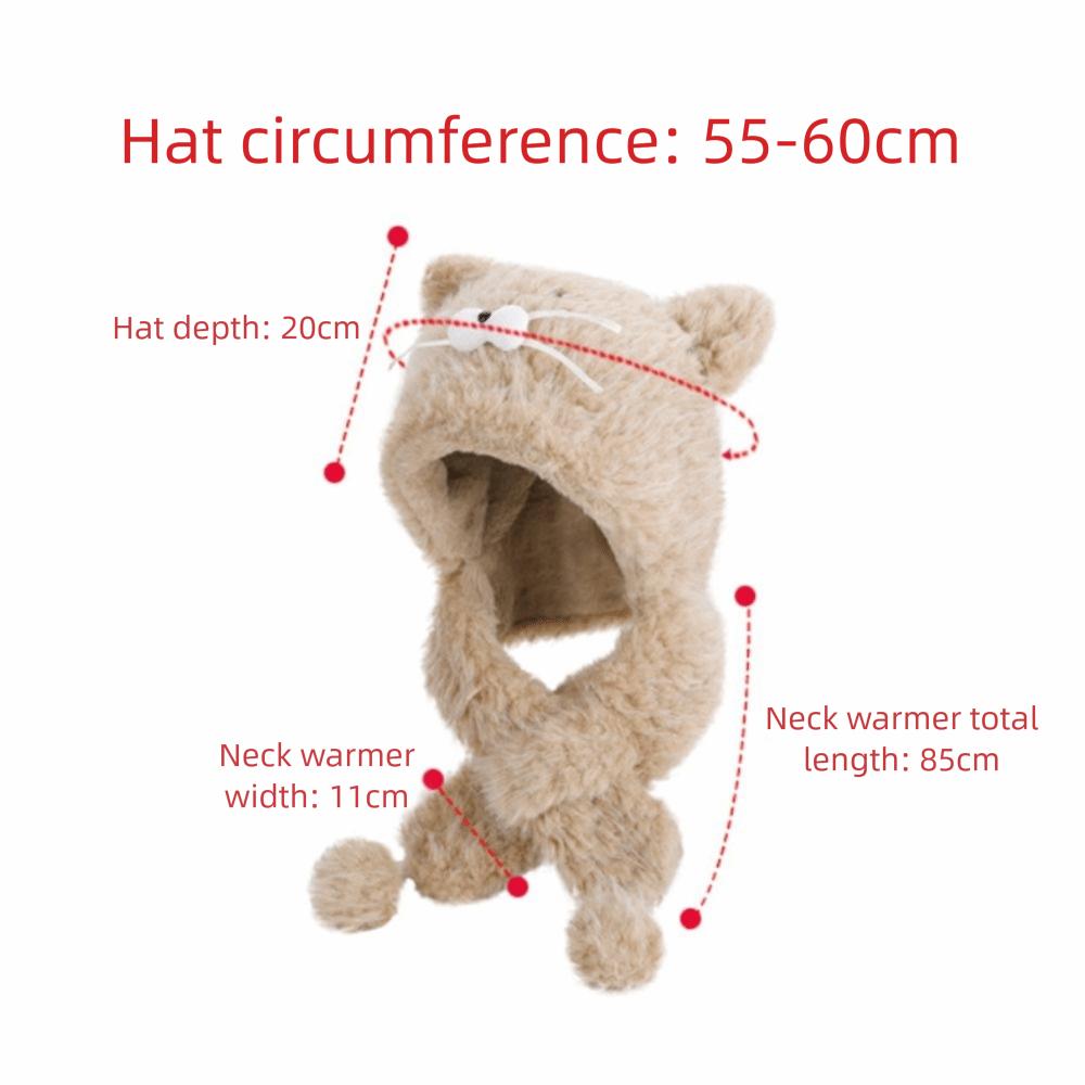 Plush Cat Ears Hat Knitted Cycling Balaclava One Piece Ear Protection Hat  Winter Season