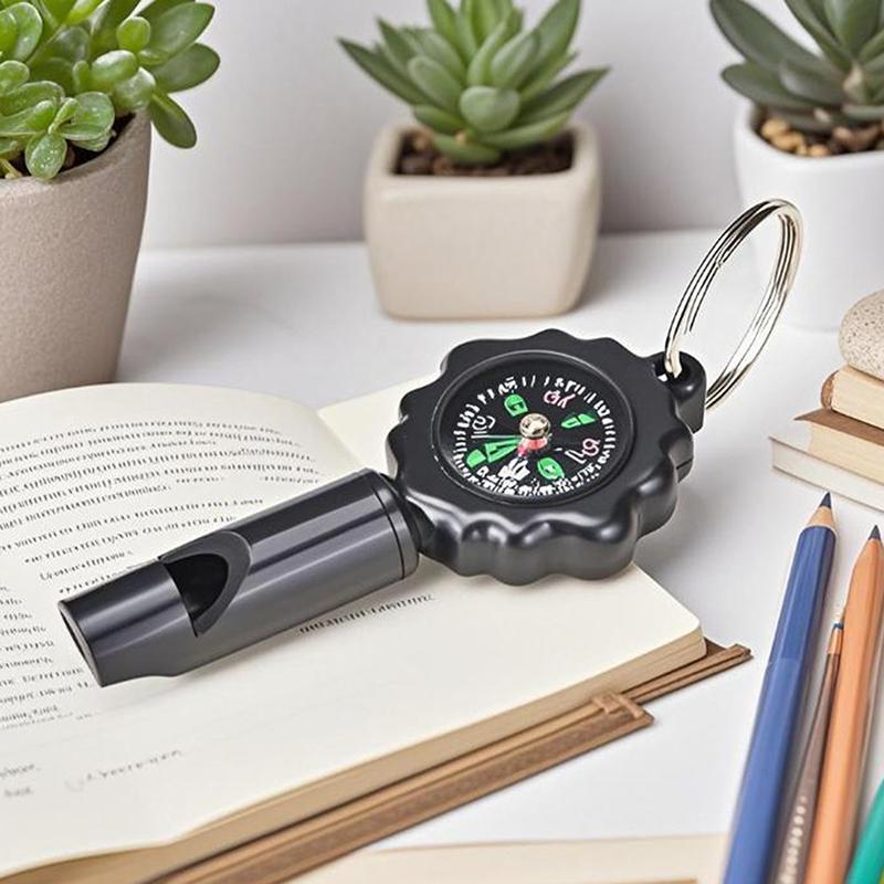 Survival Whistle With Compass Outdoor Multifunctional Tool Multifunctional Tool Loud Whistle 2 In1 Clear Sound For Kayaking