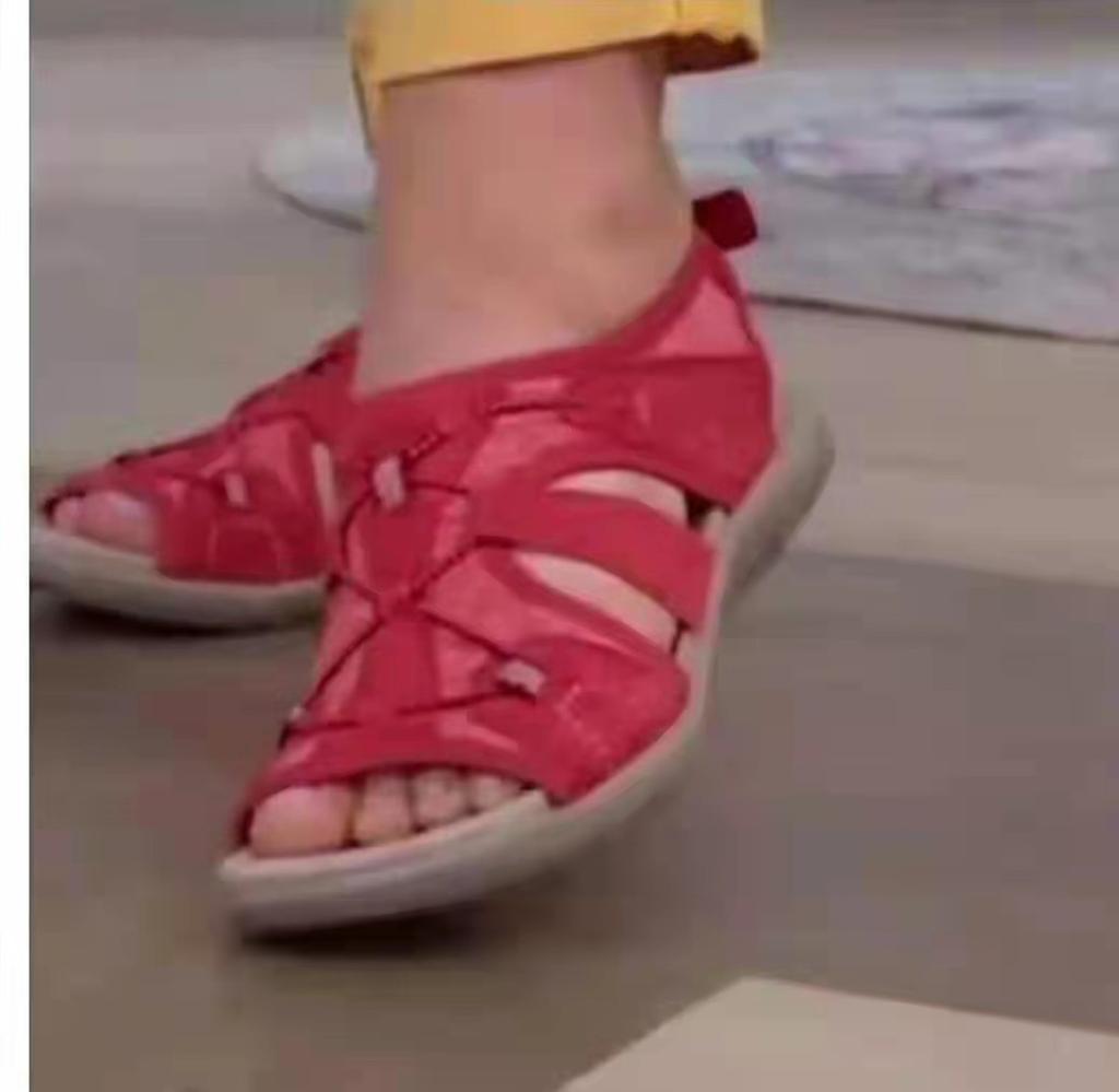 Neue Römische Keilabsatz Europäische und Amerikanische Sandalen Runde Zehenpartie Klettverschluss Retro Ein-Wort Übergröße Strand Einfarbig Sandalen Damen