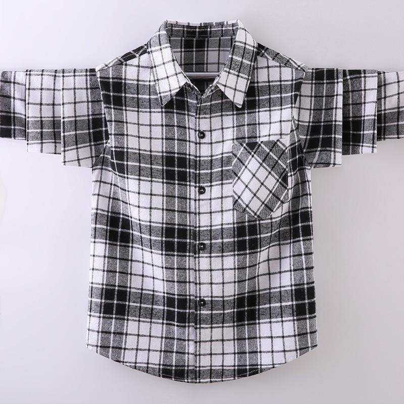 

Рубашка хлопковая клетчатая с длинным рукавом для мальчиков – Осенняя мода для детей 160 cm