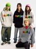 Buntes Sweatshirt mit Pillen-Print, amerikanischer Kapuzenpullover, neu, Frühling und Herbst, Partner-Schulstil-Pullover, reines Baumwoll-Oberteil, trendig