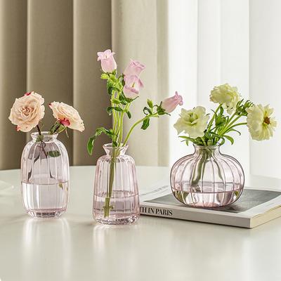 Clear Glass Vase Modern Decorative Small Flowers Vases Minimalist Floral Vases Aesthetic Home Decor Wedding Table Centerpieces