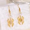Zircon Pearl Spider Earrings For Women Gold Color Stainless Steel Spider Dangle Drops Trendy Minimalist Jewelry Gift