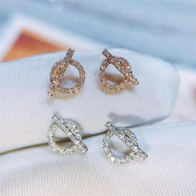 Neuankömmling Einzigartiger Modeschmuck 925 Sterling Silber & Roségold Füllung Schwein Krankenschwester Weiß 5A Zirkon Frauen Hochzeit Ohrstecker Geschenk