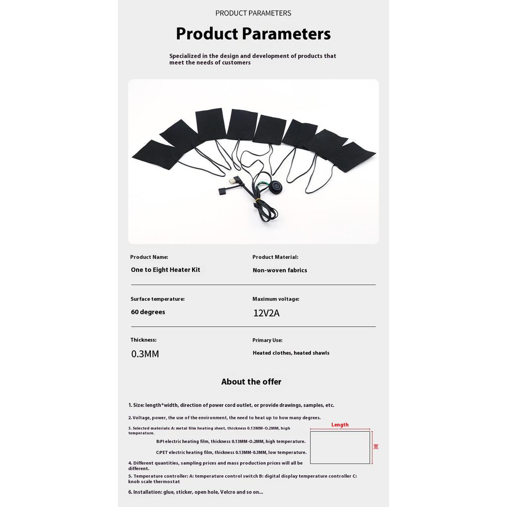 3 Levels Electric Cloth Heater Eectric Heating Cushion USB Heating Pads Clothing Heating Pad Vest Heater For Outdoor Thermal