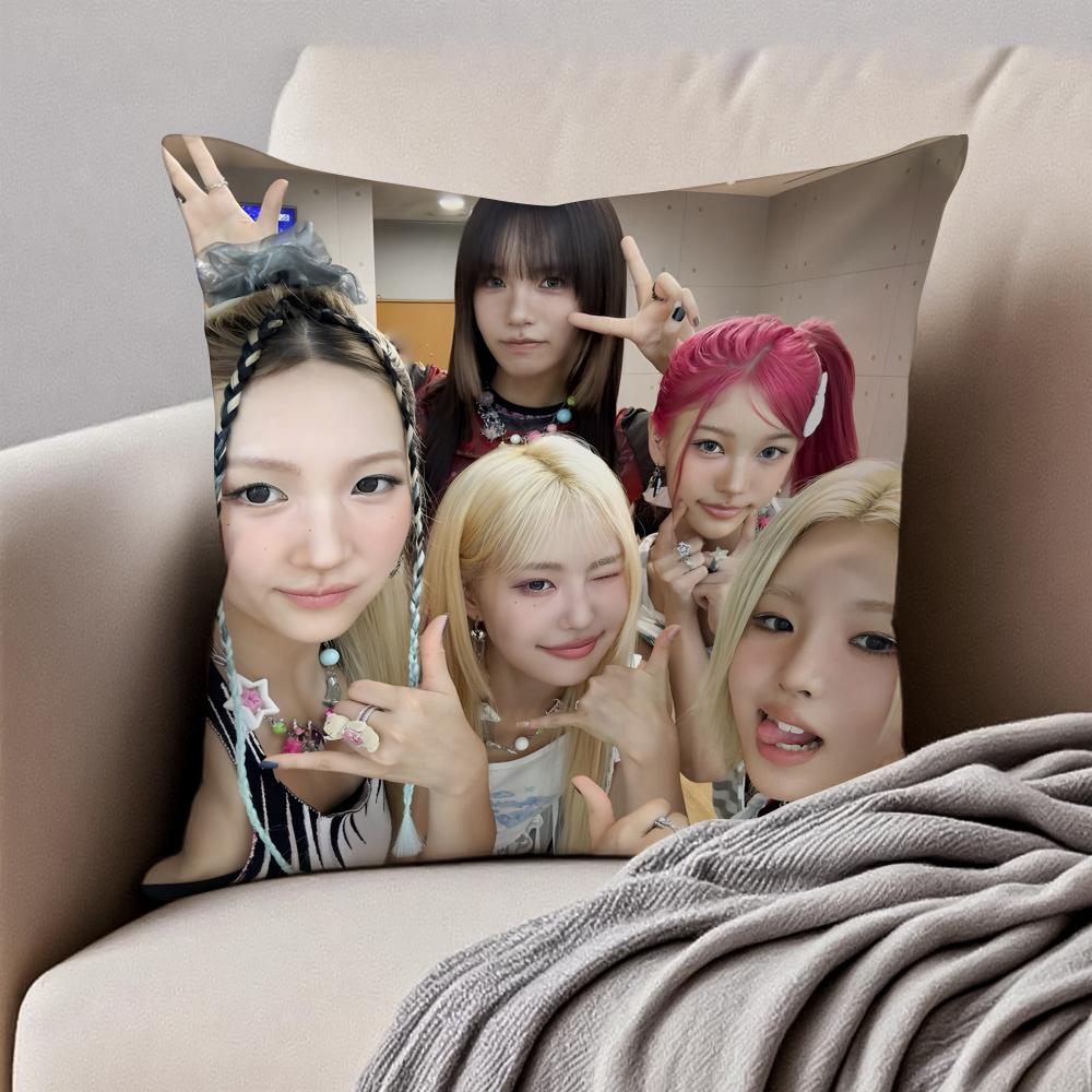 GirlGroup Kpop YYOUNG PPOSSE Cushion Cover Pillowcase Antidustmite Invisible Zipper Short Plush Sofa Cushion