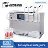 ZONESUN ZS-MPSP4 4 Головки Напівавтоматична Машина для Наповнення Рідкими Напоями (Соєве Молоко) у Пакети з Дозатором