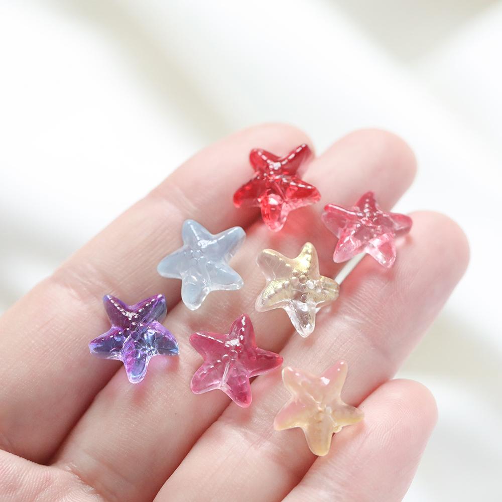 10pcs Colorful Glass Starfish Beads Star Czech Glass Loose Spacer Beads For DIY Bracelet Phone Chain Jewelry Making Accessories