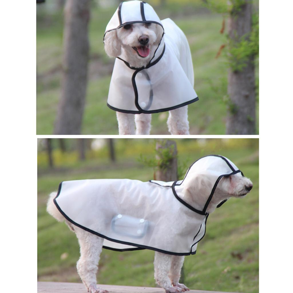 Dog Raincoat Transparent Soft Frosted Pet Waterproof TPU Cape with Hood for Outdoor Walking Playing