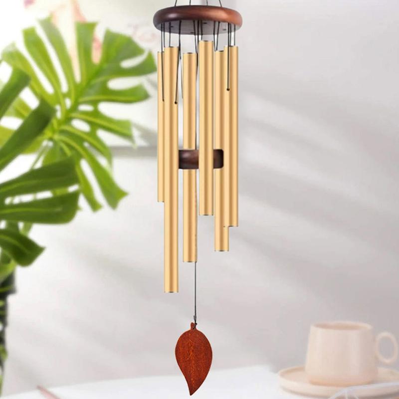 26 Inch Aluminum Pipe Wind Chimes With Wooden Hanging Tag Farmhouses Terraces Gardens Balcony Corridor Decoration