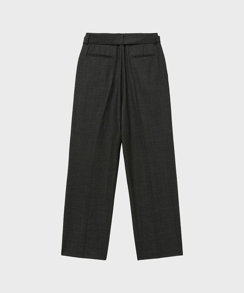 NOIRER Six-Pocket Wide Slacks (Deep Khaki Herringbone)